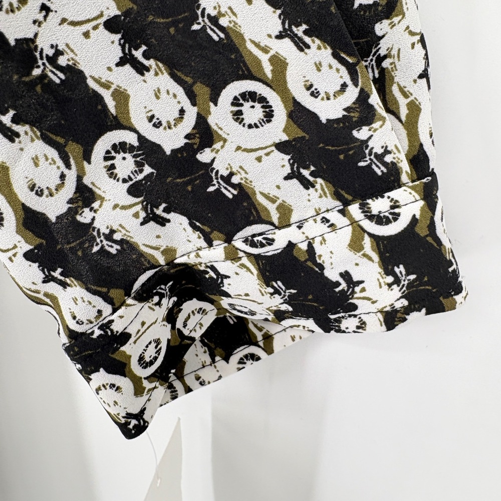 New Sejour Motorcycle Print High-Low Tunic 18W Top Black White Olive Long Sleeve - Picture 7 of 16
